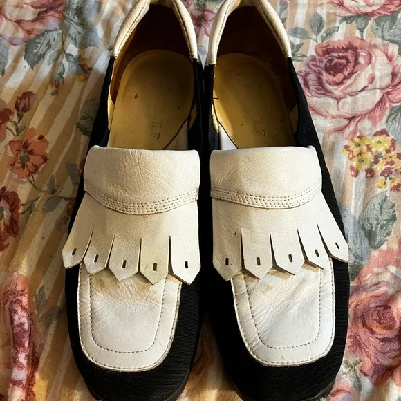 Sesto Meucci Black and White Leather Golf Shoes - Picture 6 of 8